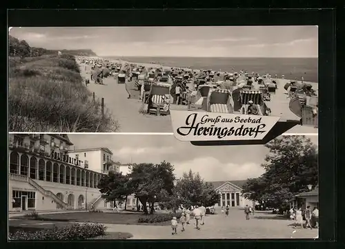 AK Heringsdorf, Blick zum Strand mit Kulturhaus