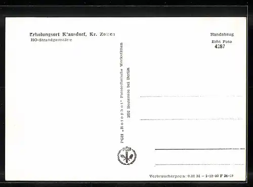 AK Klausdorf /Zossen, HO-Strandgaststätte mit Strassenpartie