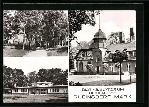 AK Rheinsberg /Neuruppin, Diät-Sanatorium Hohenelse mit Grünanlage