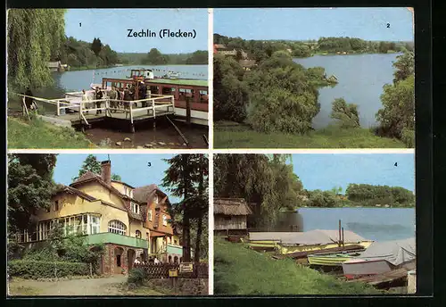 AK Zechlin /Flecken, Dampferanlegestelle, Am Schwarzen See, FDGB-Erholungsheim Elsenhöhe