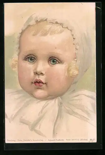 AK Gesicht eines Kleinkindes mit Haube