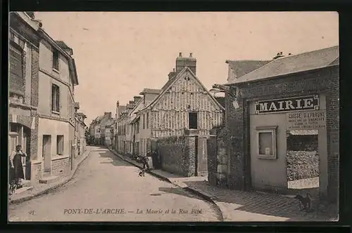 AK Pont-de-l`Arche, La Mairie et la Rue Blin