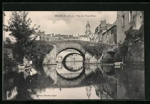 AK Segré, Vue du Vieux-Pont