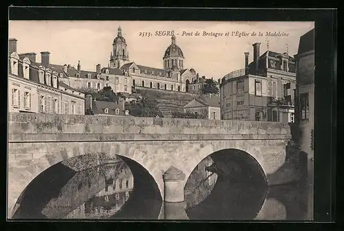 AK Segré, Pont de Bretagne et L`Eglise de la Madeleine