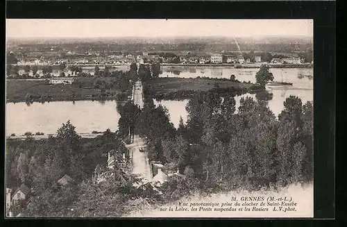 AK Gennes, Vue panoramique prise du clocher de Saint-Eusèbe