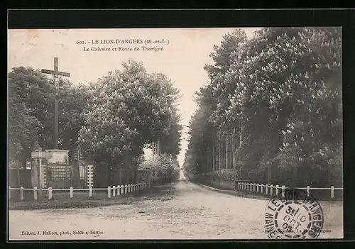 AK Le Lion-D`Angers, Le Calvaire et Route de Thorigné