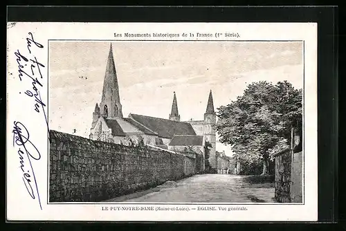 AK Le Puy-Notre-Dame, Eglise, Vue générale