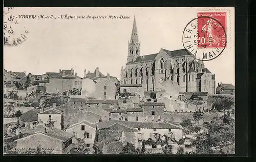 AK Vihiers, L`Église prise du quartier Notre-Dame