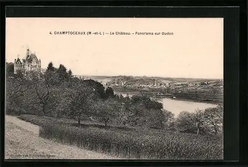 AK Champtoceaux, Le Château, Panorama sur Oudon