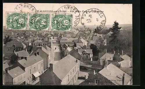 AK Chalonnes-sur-Loire, Rue Félix-Faure et Panorama