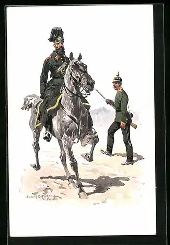 Künstler-AK Anton Hoffmann - München: Soldaten der K. B. Gendarmerie in der Reitschule, 1873