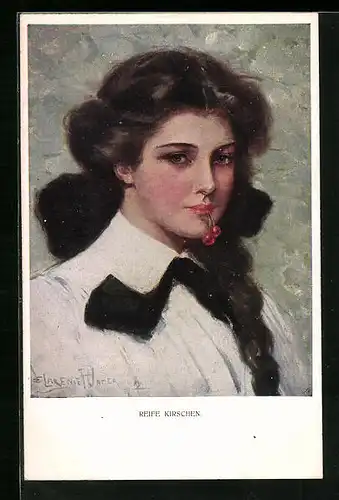 Künstler-AK Clarence F. Underwood: Reife Kirschen