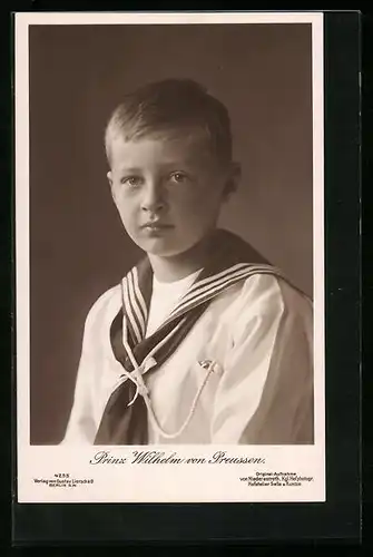 AK Prinz Wilhelm von Preussen als ernster Knabe im Matrosenhemd