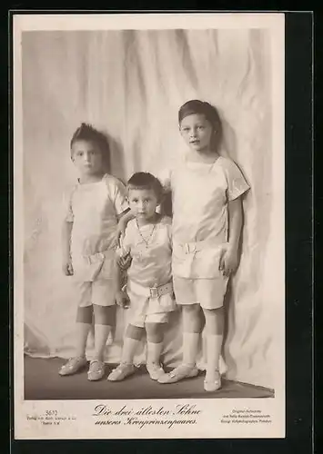 AK Die drei ältesten Söhne unseres Kronprinzenpaares Wilhelm von Preussen