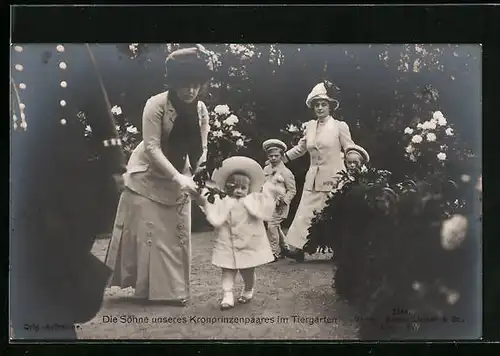 AK Die Söhne des Kronprinzenpaares Wilhelm von Preussen im Tiergarten