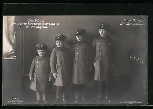 AK Die Söhne des Kronprinzenpaares in Feldgrau