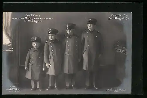 AK Die Söhne des Kronprinzenpaares in Uniform