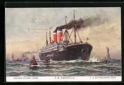 Künstler-AK Willy Stoewer: Passagierschiff SS America der US-Lines