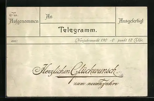 AK Telegramm, Neujahrsgruss, Postgeschichte