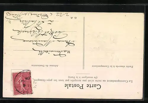 Präge-AK Mitteilung, Mistelzweig, Neujahrsgruss, Postgeschichte