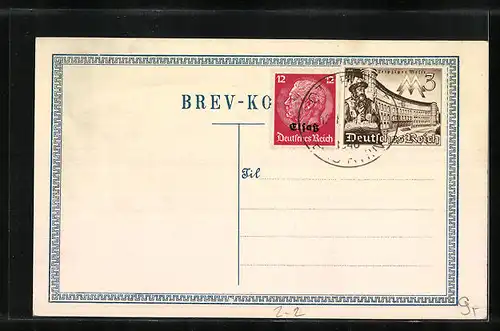 AK Sammlung dänischer Briefmarken mit Staatswappen