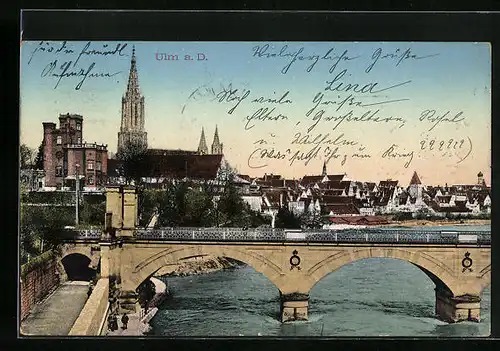 AK Ulm /Donau, Ortspartie mit Münster