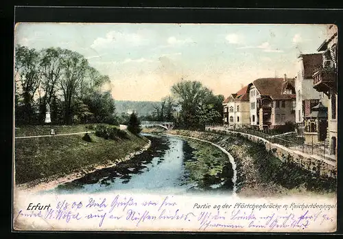 AK Erfurt, Partie an der Pförtchenbrücke im Reichartdenkmal