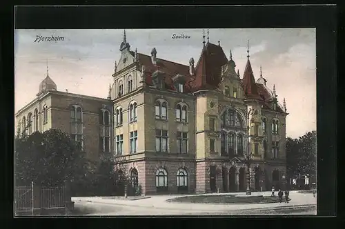 AK Pforzheim, Strassenpartie am Saalbau