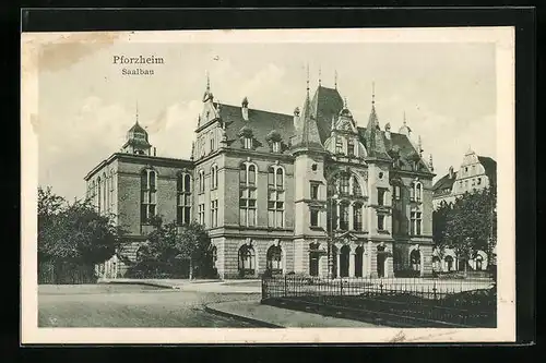 AK Pforzheim, Strassenpartie am Saalbau