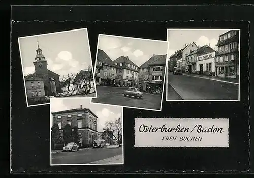 AK Osterburken i. Baden, Kirche, Marktplatz, Strasse