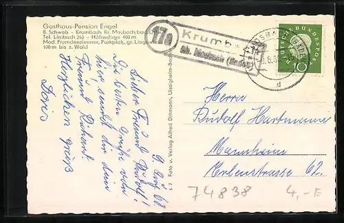 AK Krumbach /Odw., Totalansicht mit dem Gasthaus Engel