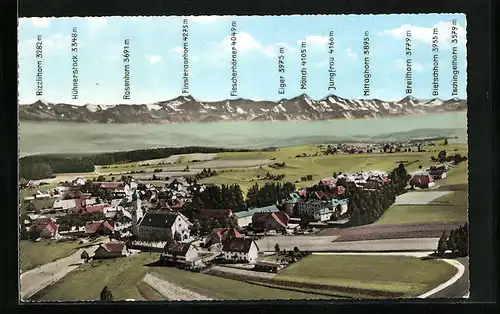 AK Höchenschwand /Schwarzw., Ortsansicht mit Bergpanorama und Gipfelbezeichnungen