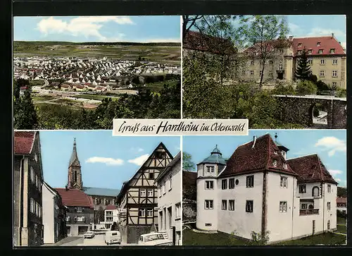 AK Hardheim /Odenw., Ortsansicht aus der Vogelschau, Ortspartie mit Kirche