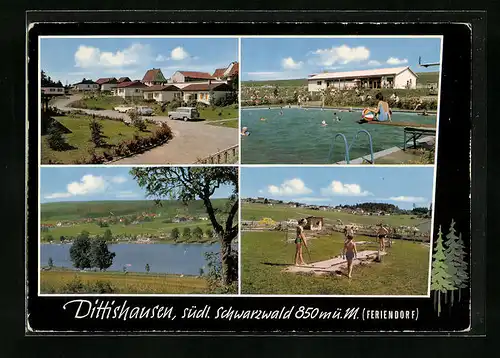 AK Dittishausen /Schwarzw., Ortsansicht mit See, Feriendorf