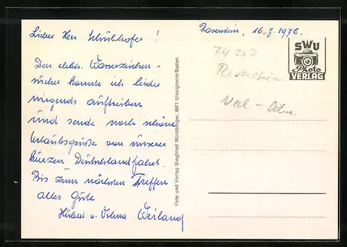 AK Merchingen /Baden, Ortsansicht, Wehr mit Brücke