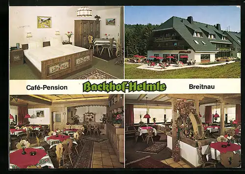 AK Breitnau, Café-Pension Backhof Helmle - Haus, Zimmer, Speiseraum