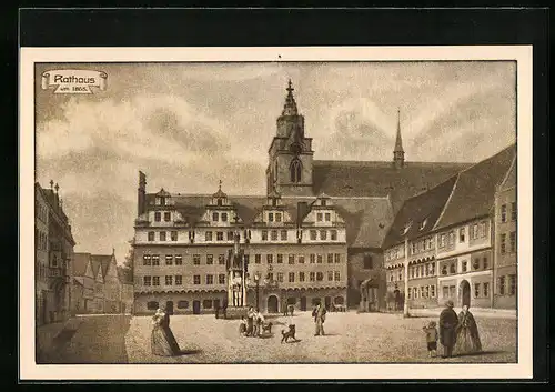 Künstler-AK Zerbst, Rathaus um 1865