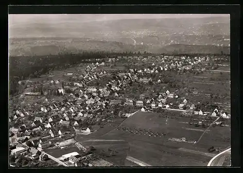 AK Huchenfeld /Kr. Pforzheim, Ortsansicht vom Flugzeug aus