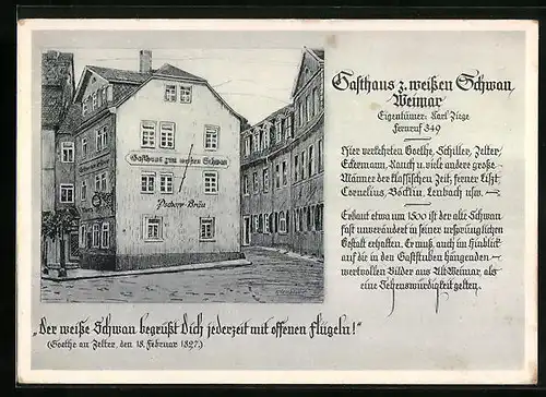 AK Weimar, Gasthaus zum weissen Schwan