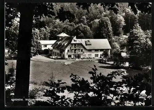 AK Hardheim /Odenw., Gasthof und Pension Zur Wohlfahrtsmühle aus der Vogelschau