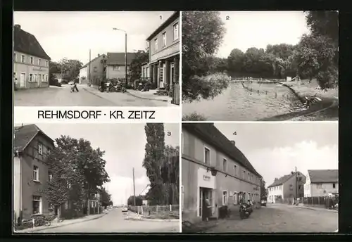 AK Rehmsdorf /Kr. Zeitz, August-Bebel-Strasse, Jugendbad, Karl-Liebknecht-Strasse