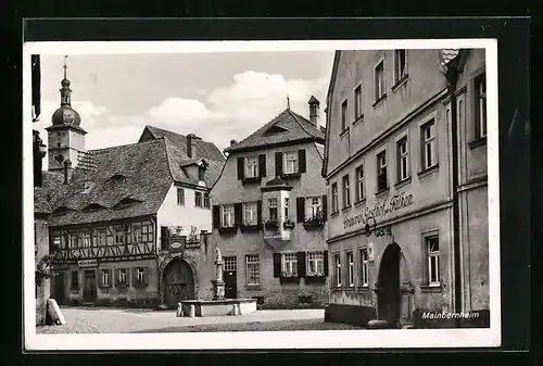 AK Mainbernheim, Strassenpartie mit Brauerei u. Gasthof zum Falken