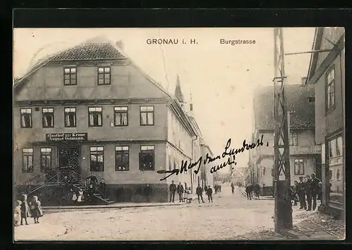 AK Gronau i. H., Burgstrasse mit Gasthof zur Krone