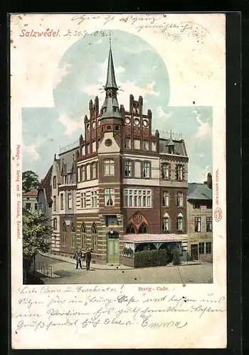AK Salzwedel, Ansicht vom Burg-Cafe
