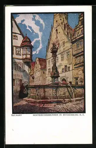 Künstler-AK Fritz Beckert: Rothenburg o. T., Am Herterichsbrunnen