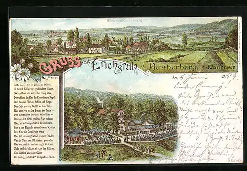 Lithographie Benthe, Gasthaus Erichsruh am Fusse des imposanten Bentherberges