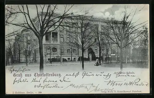 Mondschein-AK Berlin-Charlottenburg, An der Artillerie-Schule