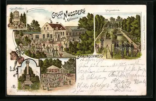 Lithographie Braunschweig, Gasthaus zum Nussberg, Schiessstand