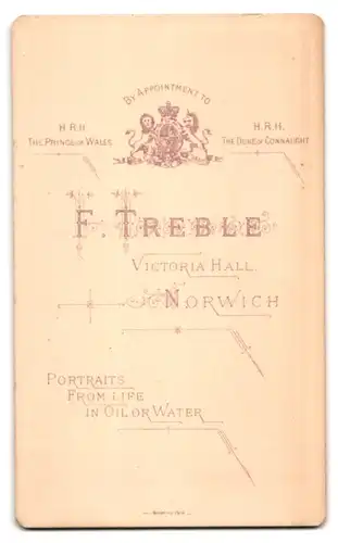 Fotografie F. Treble, Norwich, Victoria Hall, Freundlicher junger Mann mit Schnurrbart