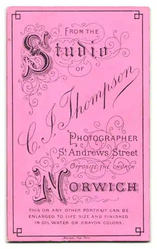 Fotografie C. J. Thompson, Norwich, St. Andrews Street, Bürgerlicher mit Mittelscheitel und Walrossbart